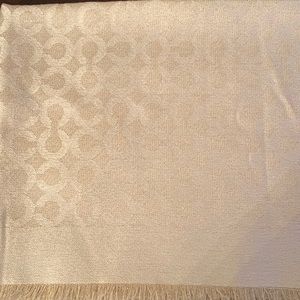 Coach Gold & Cream Coloured Scarf with Gold Threads